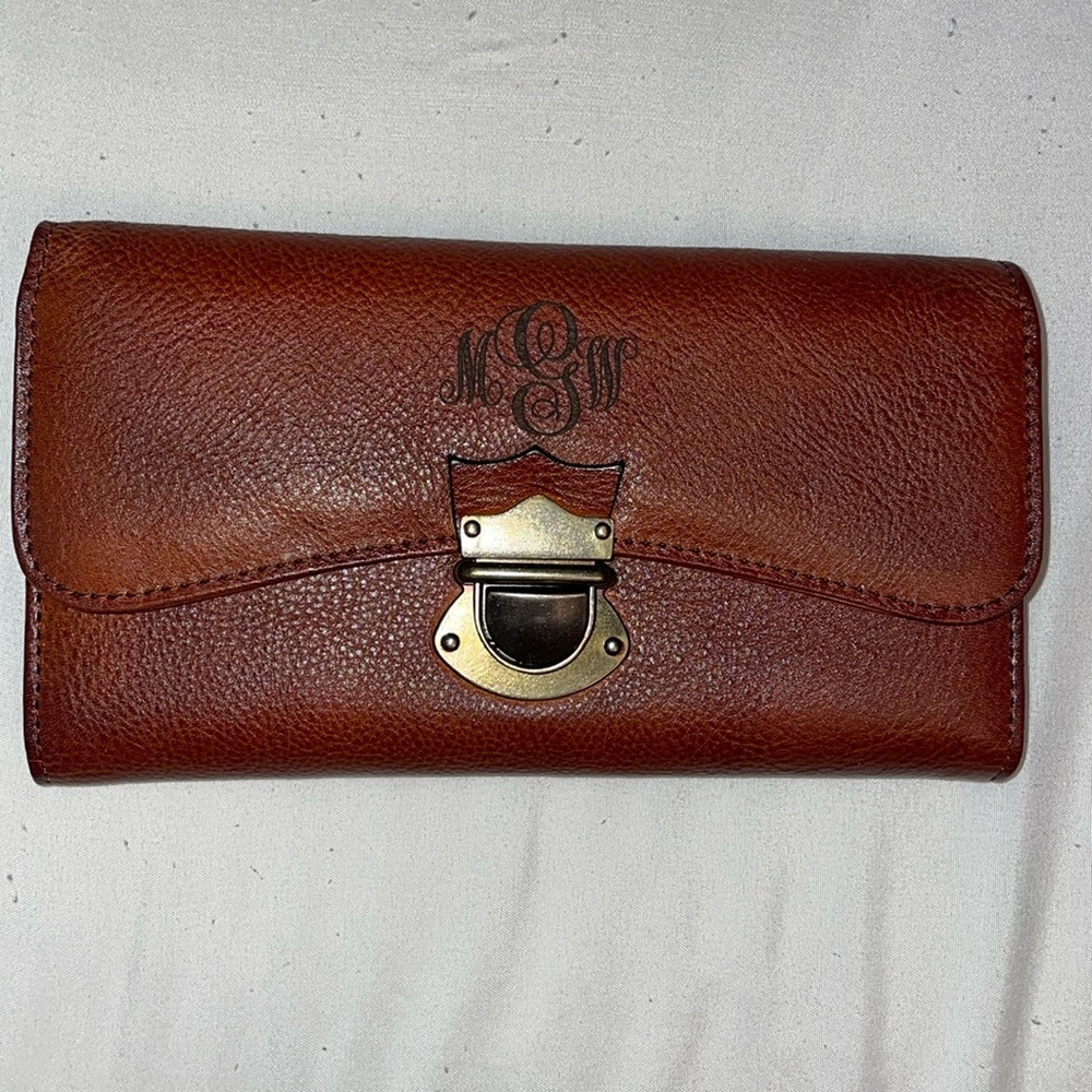 Soft brown leather personalized wallet